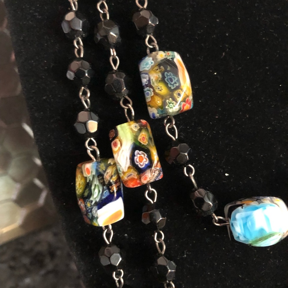 Multi Layer Glass Beads And Rectangle Necklace - image 4